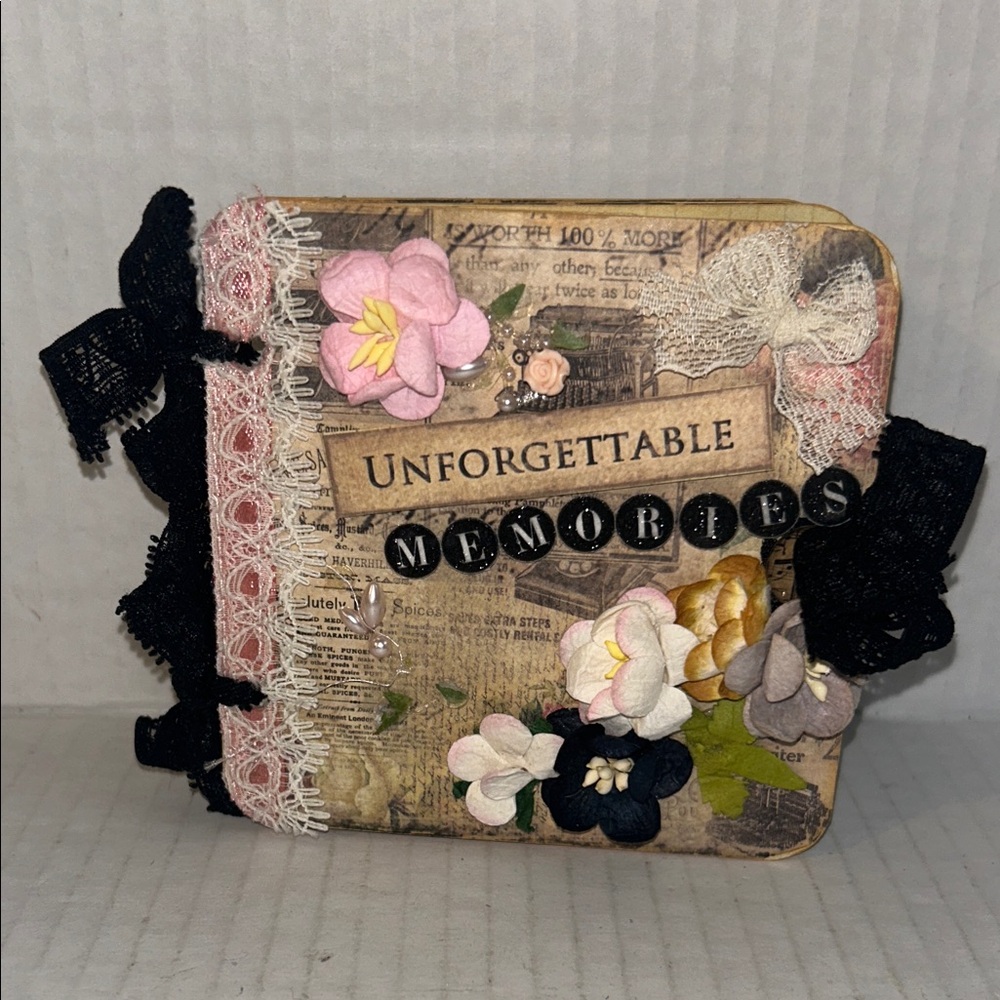 Unforgettable Memories Miniature Scrapbook with Floral Accents